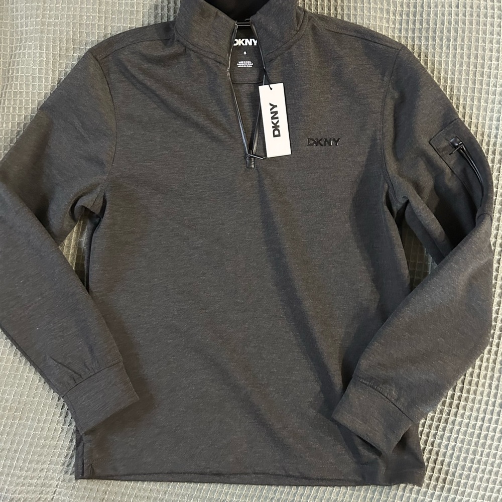 DKNY Gray Quarter-Zip Pullover